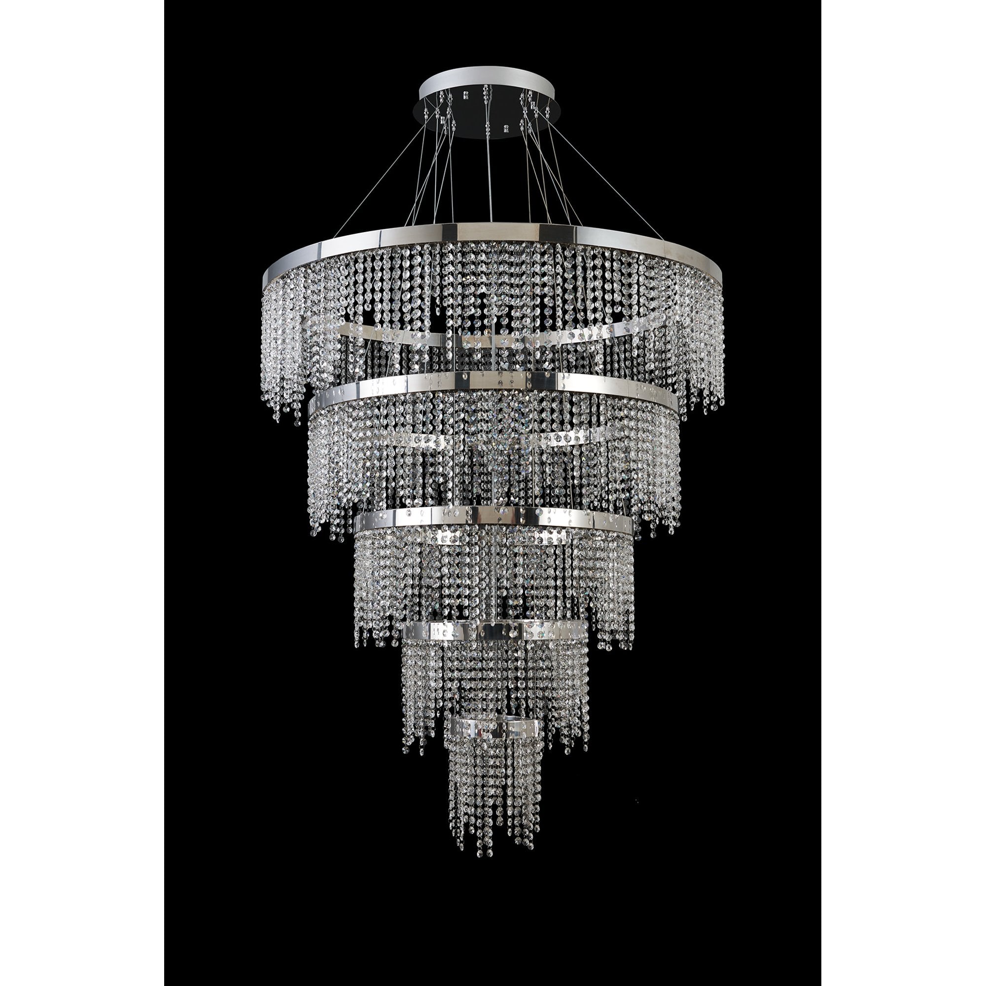 IL32915 Bano Round 5 Tier Dimmable Pendant 150W LED Polished Chrome / Crystal Chain