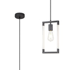 IL32850 Canto Single Rectangle Pendant 1 Light E27 Graphite/Acrylic