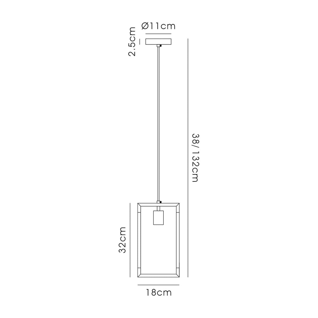 IL32850 Canto Single Rectangle Pendant 1 Light E27 Graphite/Acrylic