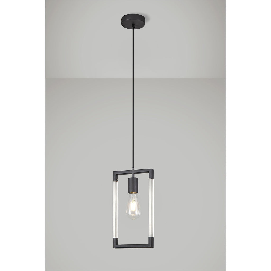 IL32850 Canto Single Rectangle Pendant 1 Light E27 Graphite/Acrylic