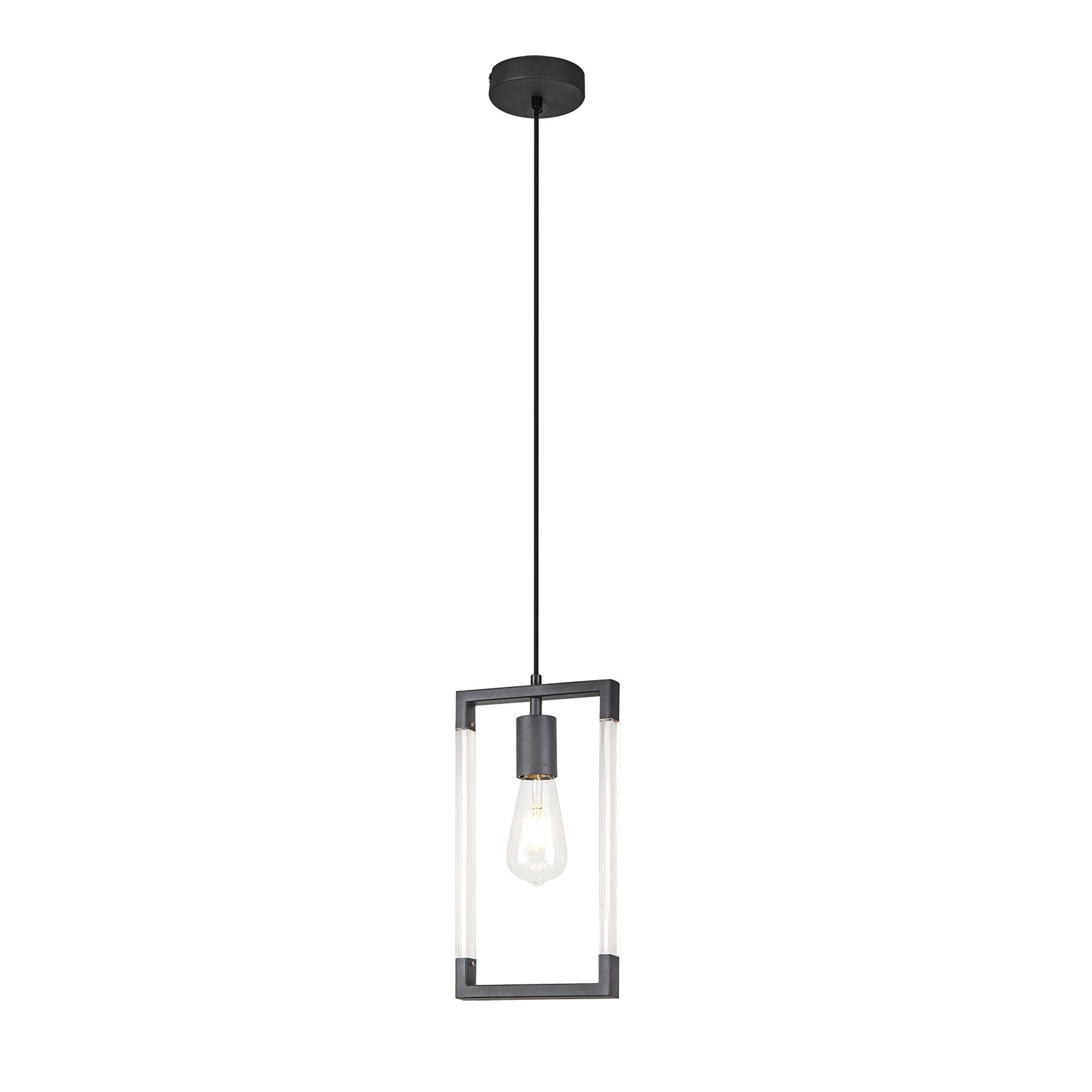 IL32850 Canto Single Rectangle Pendant 1 Light E27 Graphite/Acrylic