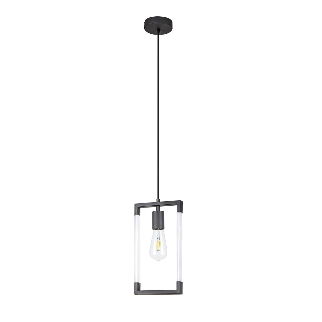 IL32850 Canto Single Rectangle Pendant 1 Light E27 Graphite/Acrylic