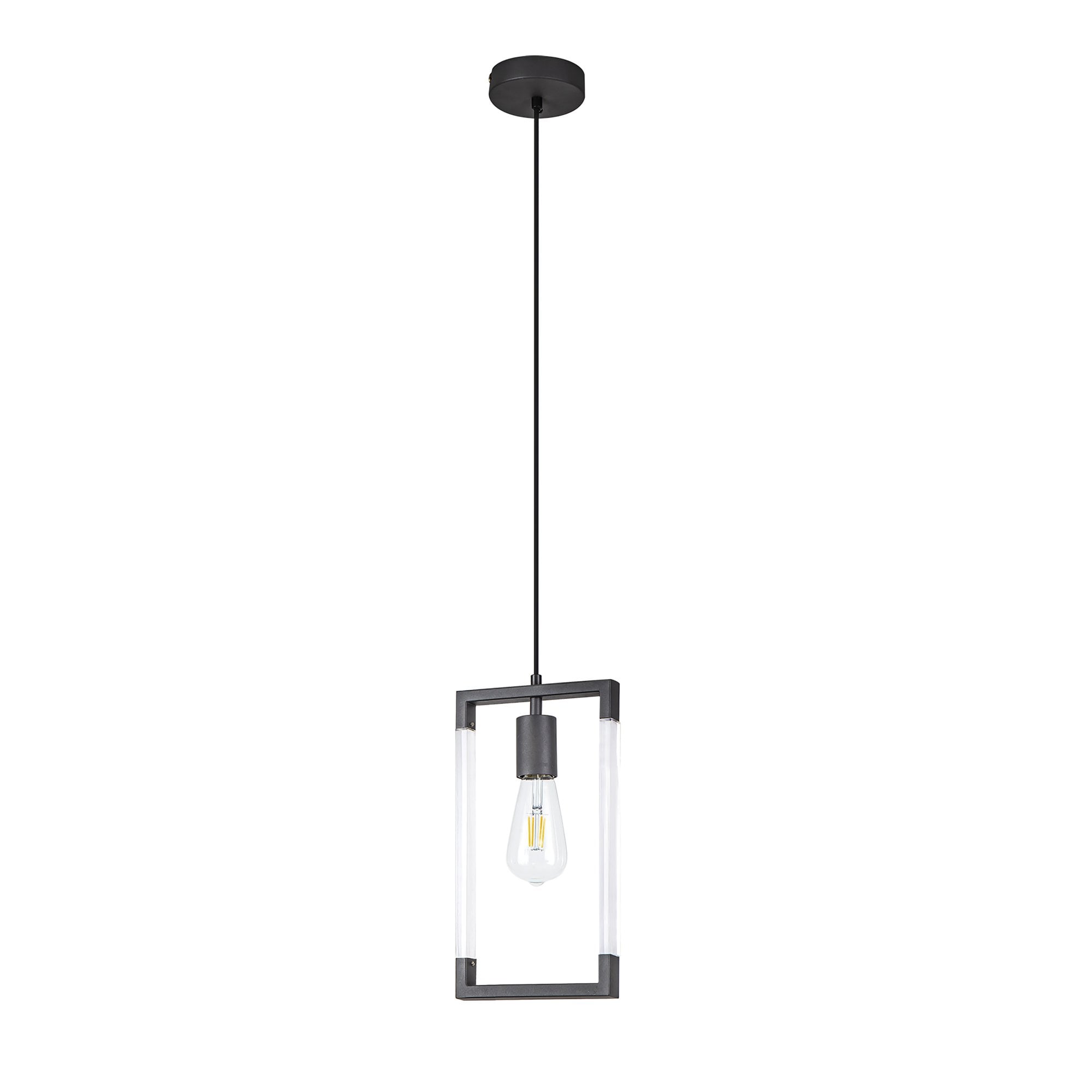 IL32850 Canto Single Rectangle Pendant 1 Light E27 Graphite/Acrylic