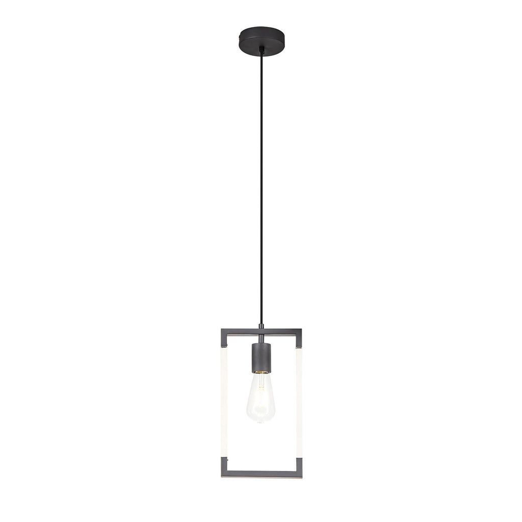IL32850 Canto Single Rectangle Pendant 1 Light E27 Graphite/Acrylic