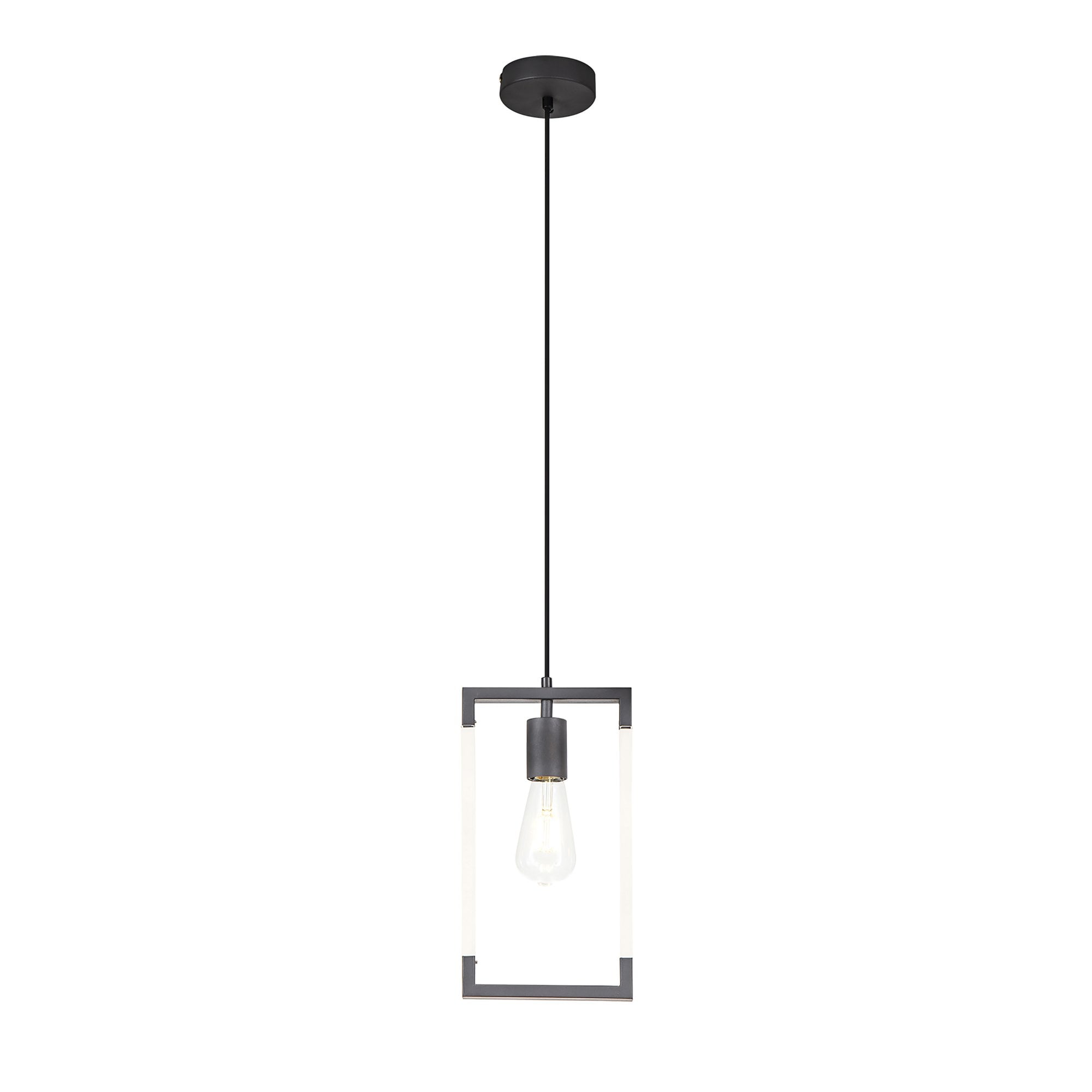 IL32850 Canto Single Rectangle Pendant 1 Light E27 Graphite/Acrylic