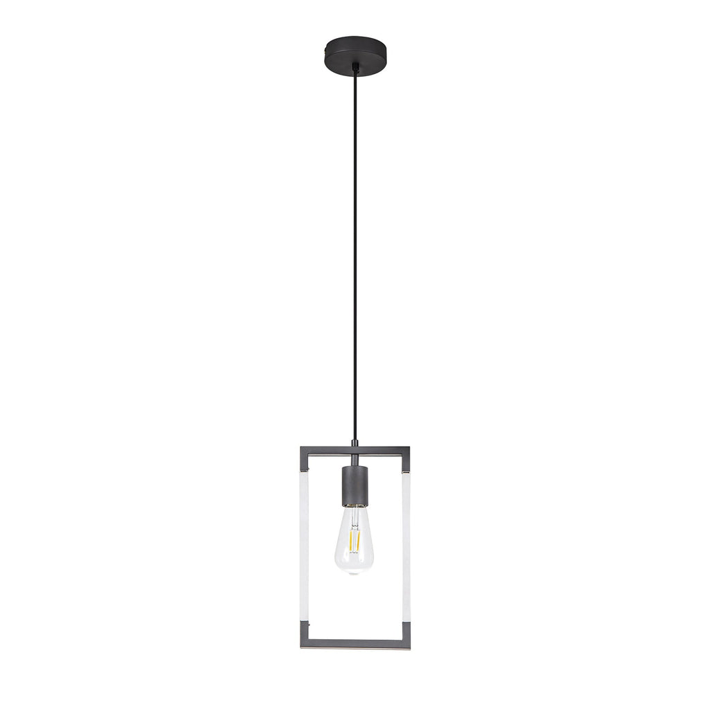 IL32850 Canto Single Rectangle Pendant 1 Light E27 Graphite/Acrylic