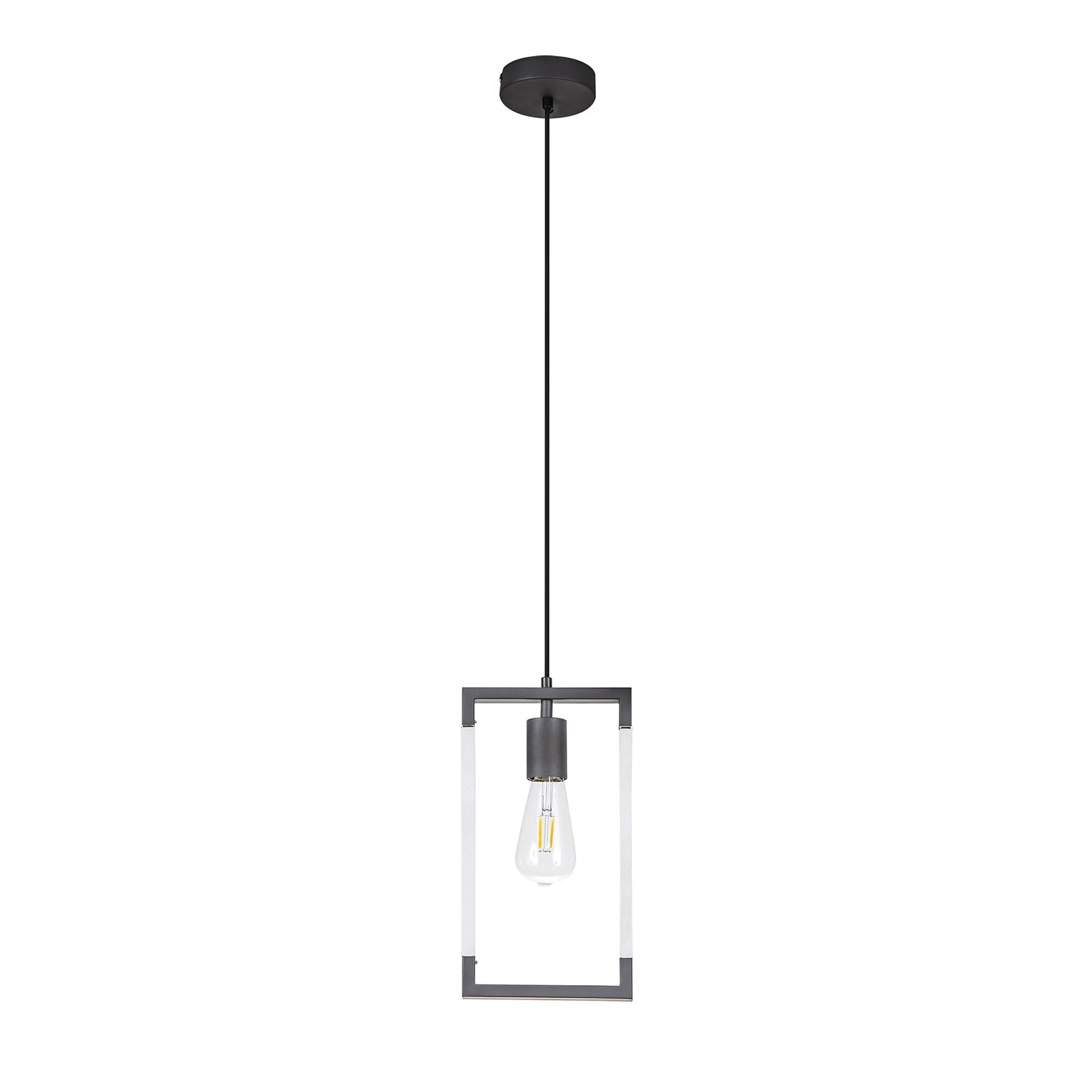 IL32850 Canto Single Rectangle Pendant 1 Light E27 Graphite/Acrylic