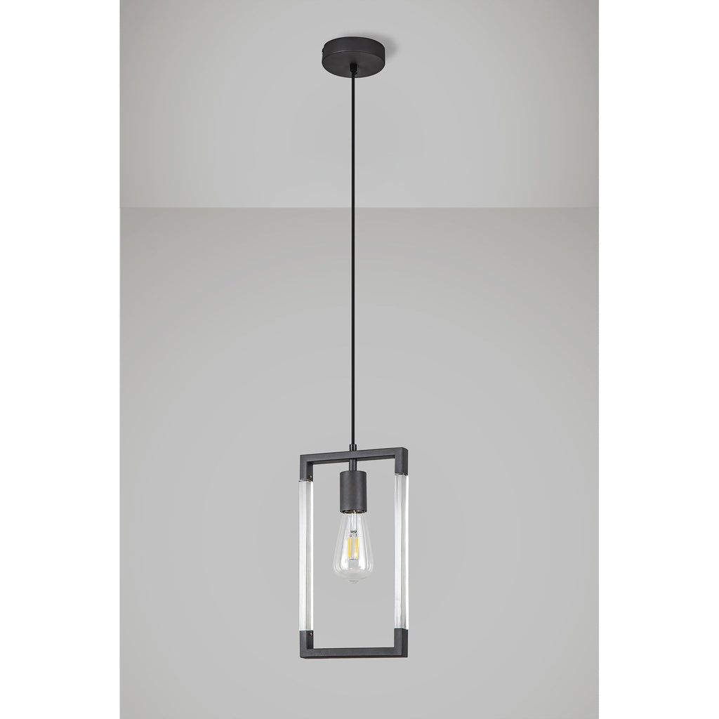 IL32850 Canto Single Rectangle Pendant 1 Light E27 Graphite/Acrylic