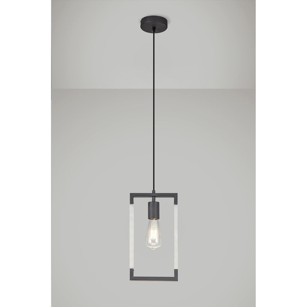 IL32850 Canto Single Rectangle Pendant 1 Light E27 Graphite/Acrylic