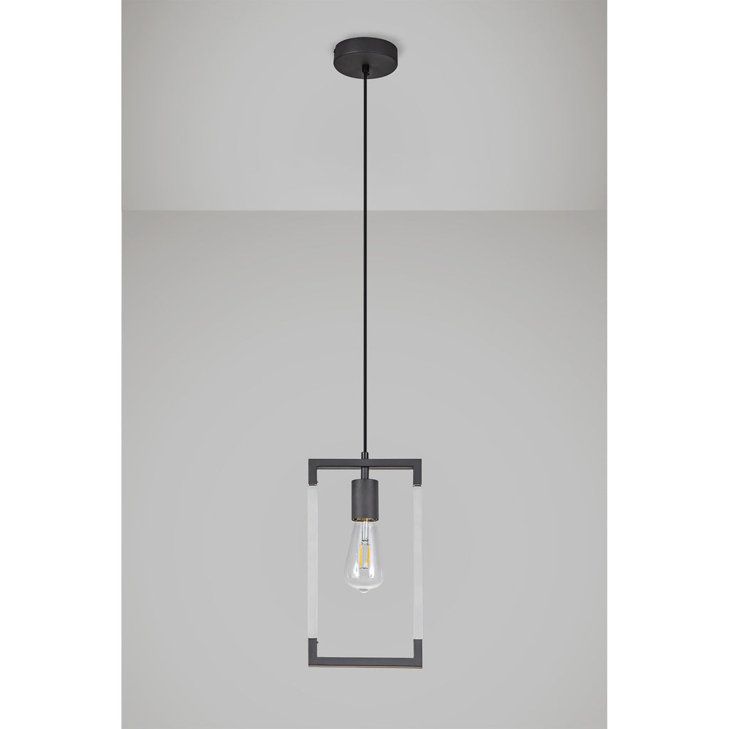 IL32850 Canto Single Rectangle Pendant 1 Light E27 Graphite/Acrylic