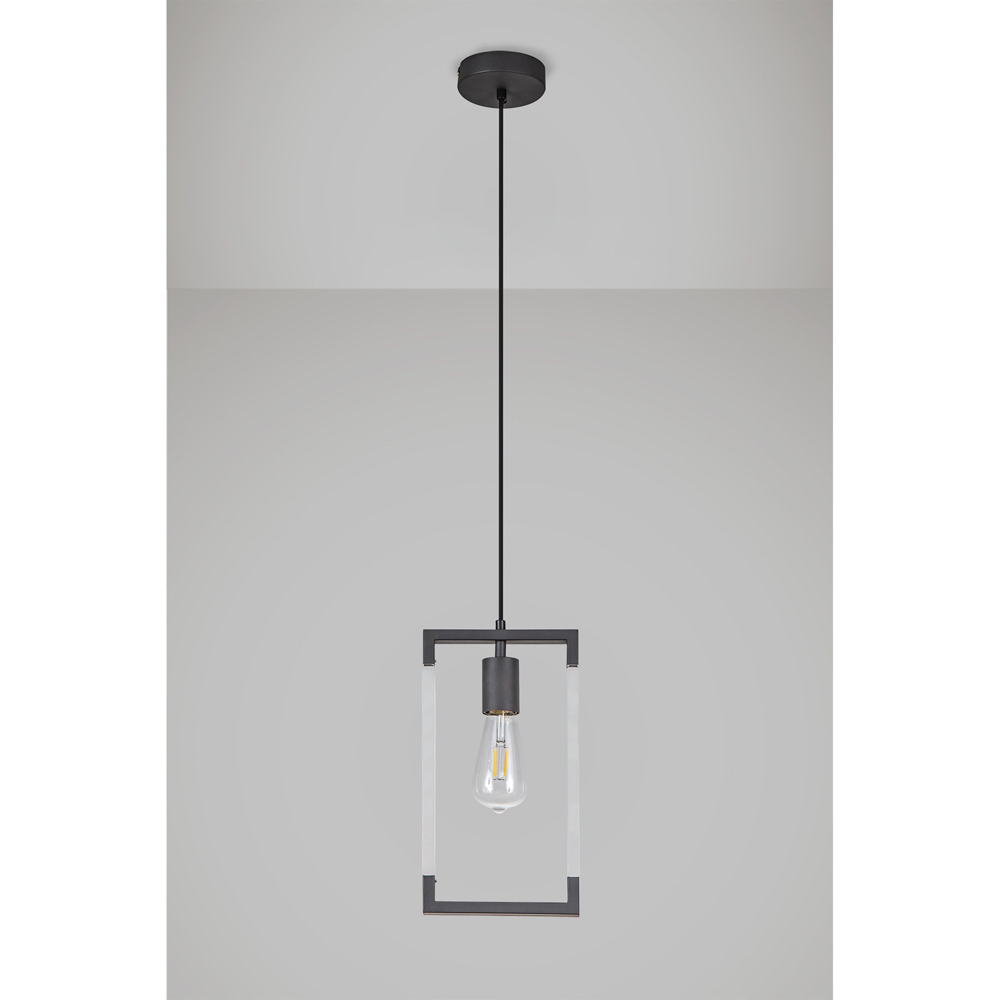 IL32850 Canto Single Rectangle Pendant 1 Light E27 Graphite/Acrylic