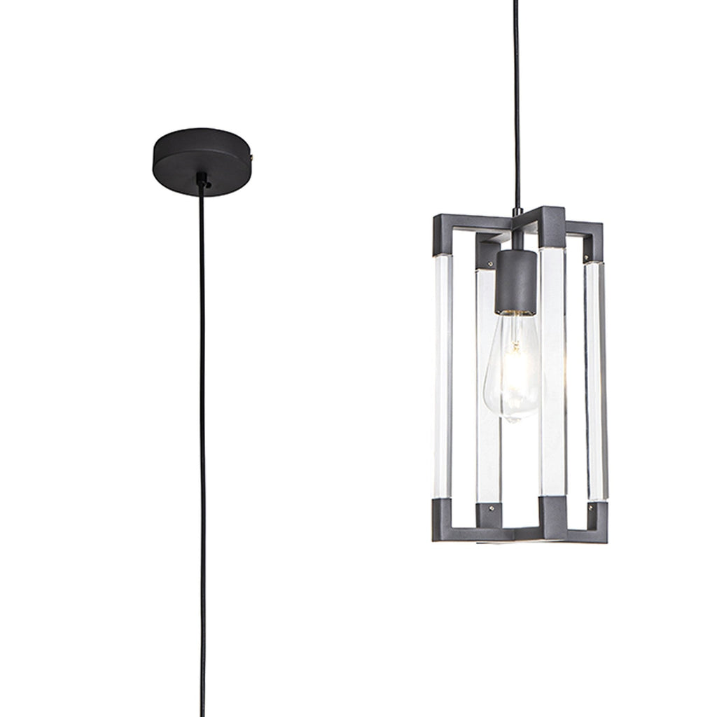 IL32851 Canto Double Rectangle Square Pendant 1 Light E27 Graphite/Acrylic