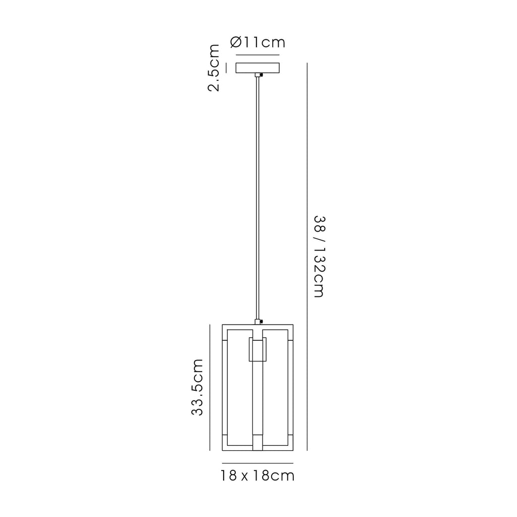 IL32851 Canto Double Rectangle Square Pendant 1 Light E27 Graphite/Acrylic