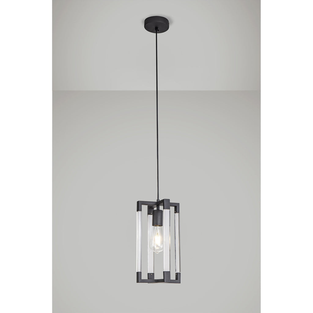 IL32851 Canto Double Rectangle Square Pendant 1 Light E27 Graphite/Acrylic