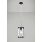 IL32851 Canto Double Rectangle Square Pendant 1 Light E27 Graphite/Acrylic