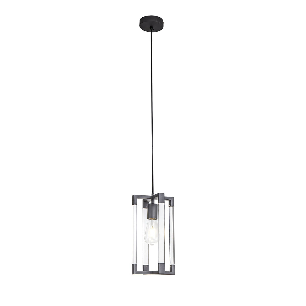 IL32851 Canto Double Rectangle Square Pendant 1 Light E27 Graphite/Acrylic