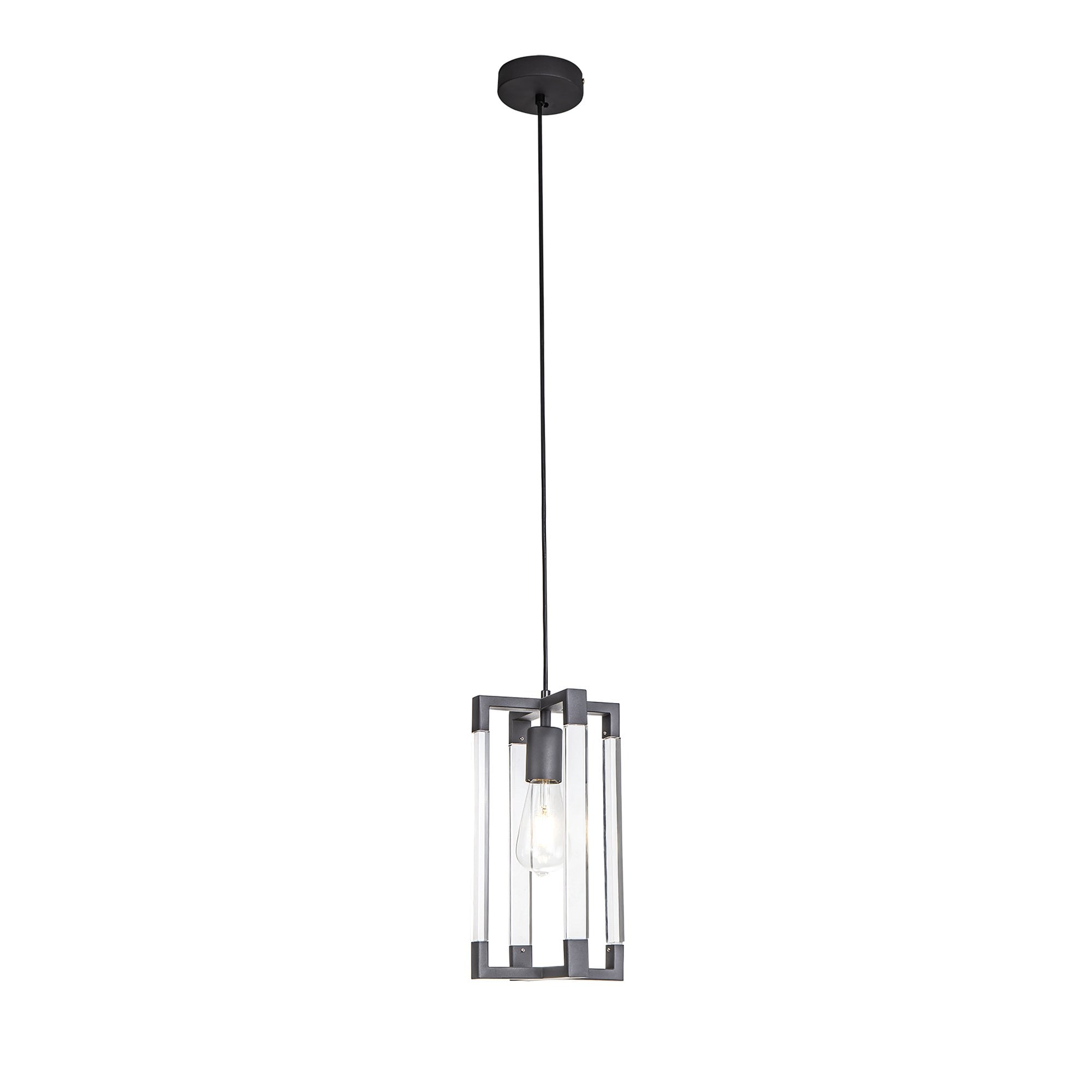 IL32851 Canto Double Rectangle Square Pendant 1 Light E27 Graphite/Acrylic