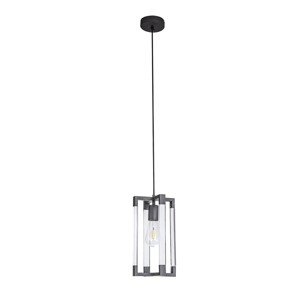 IL32851 Canto Double Rectangle Square Pendant 1 Light E27 Graphite/Acrylic