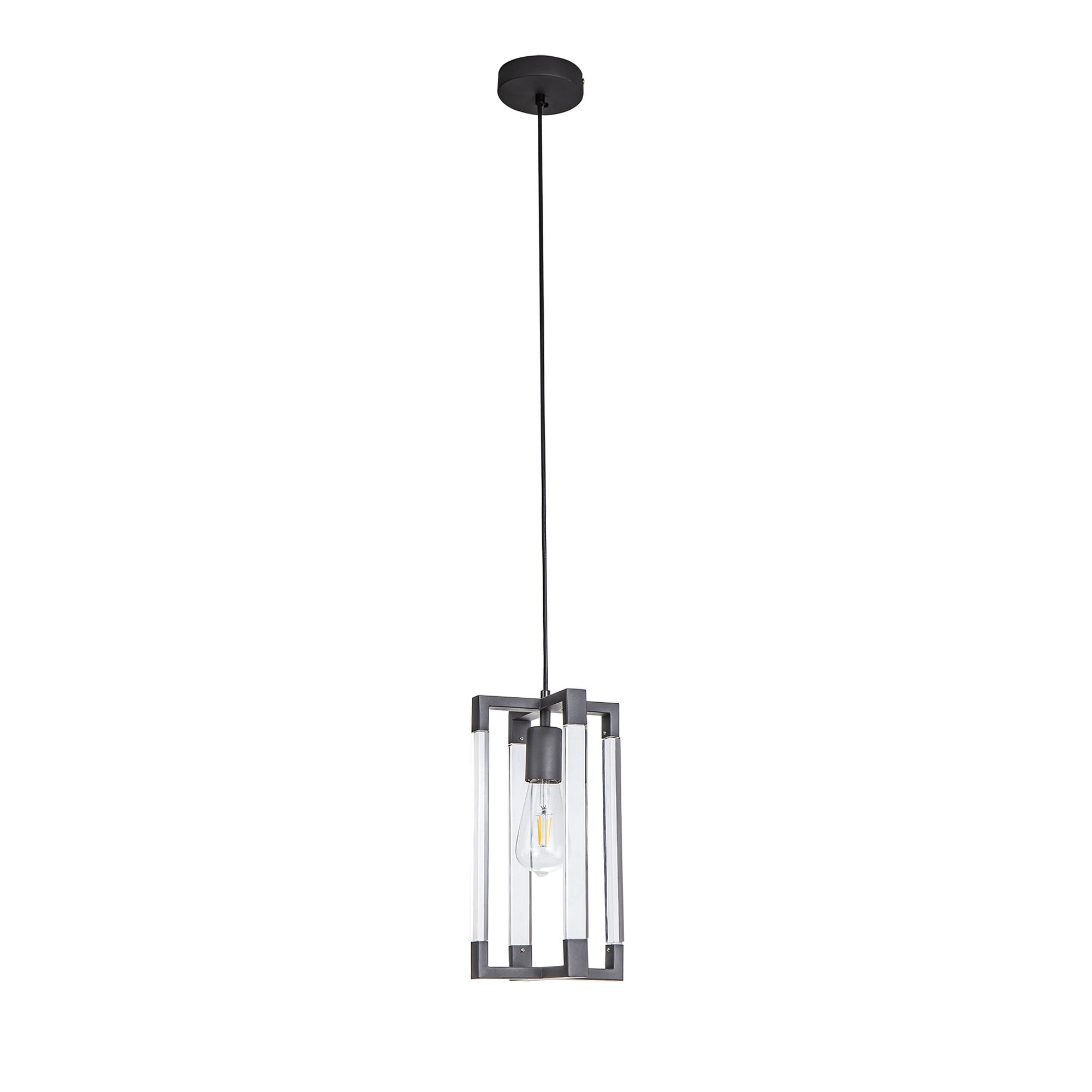 IL32851 Canto Double Rectangle Square Pendant 1 Light E27 Graphite/Acrylic