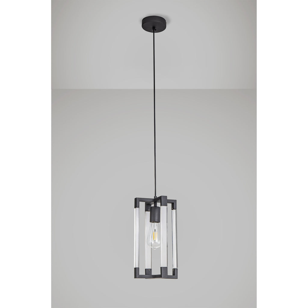 IL32851 Canto Double Rectangle Square Pendant 1 Light E27 Graphite/Acrylic