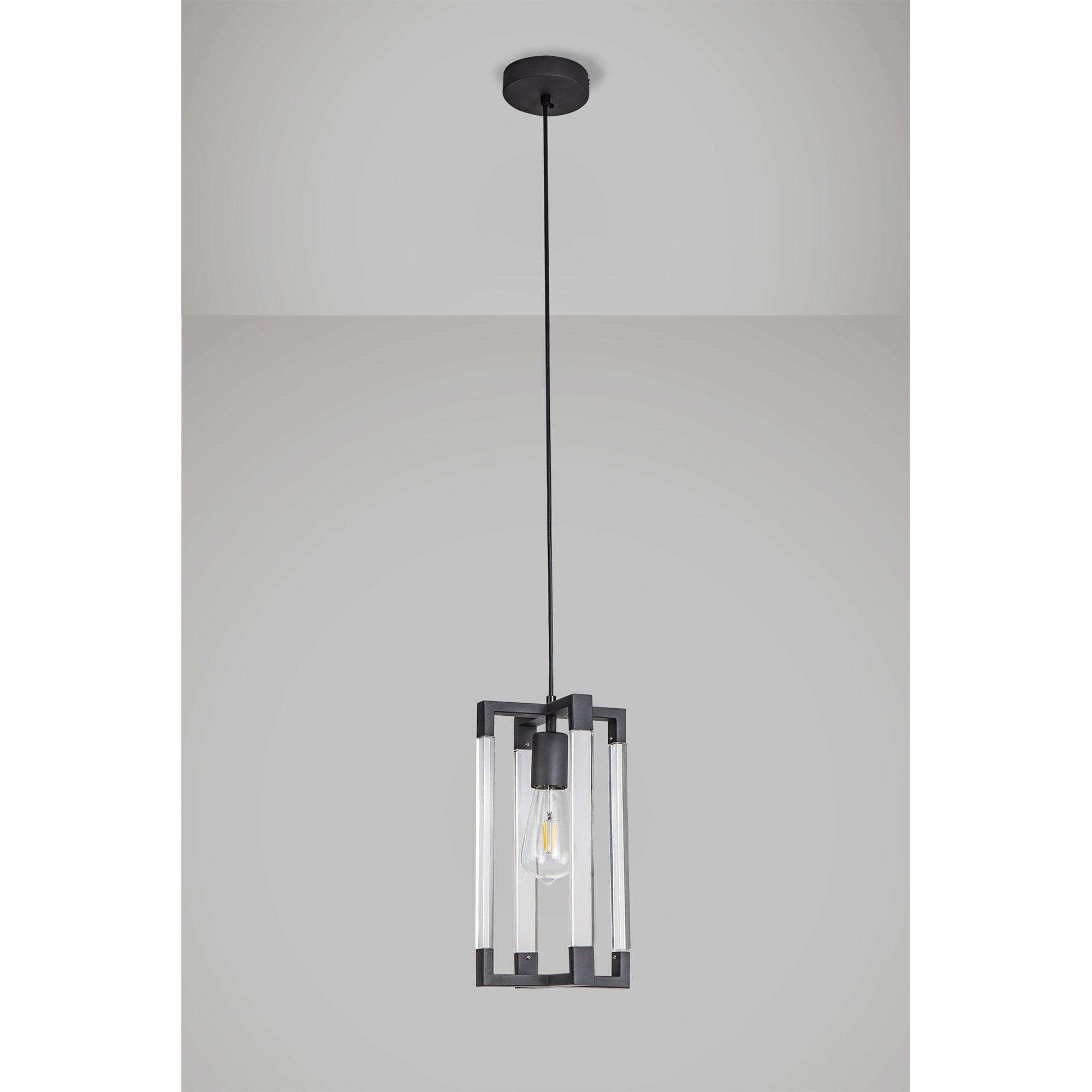 IL32851 Canto Double Rectangle Square Pendant 1 Light E27 Graphite/Acrylic