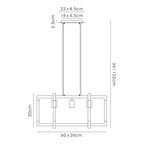 IL32852 Canto Rectangular Pendant 3 Light E27 Graphite/Acrylic