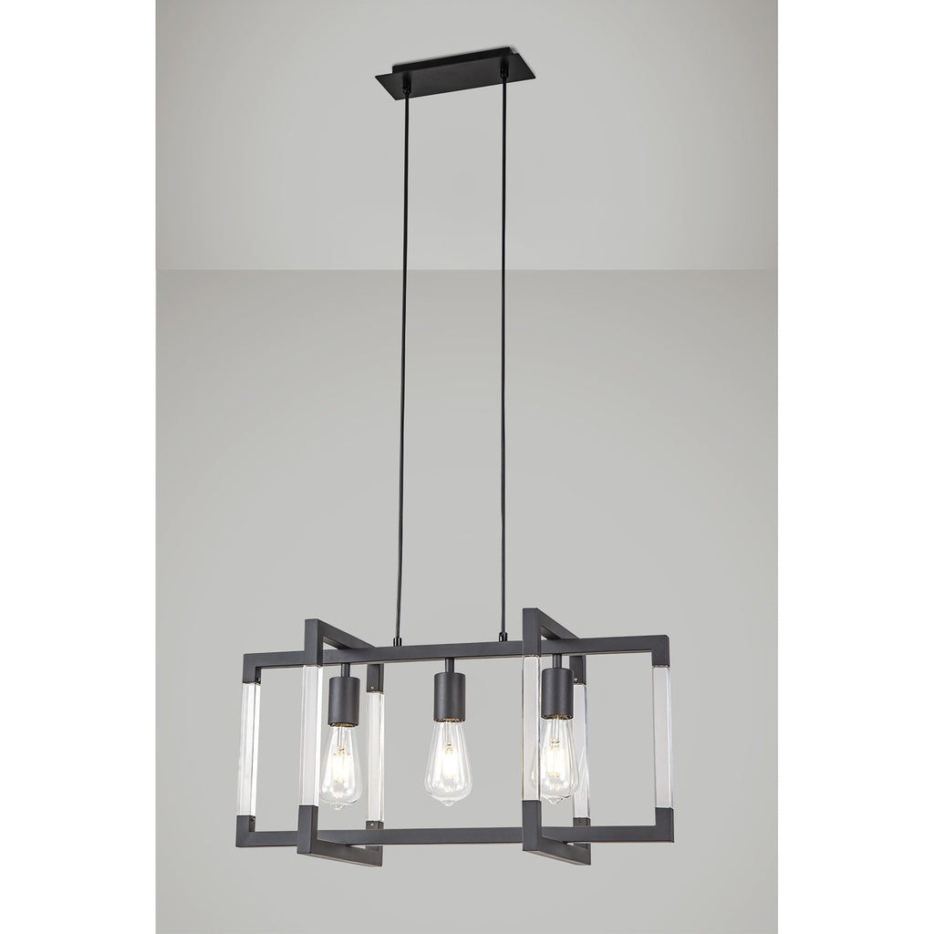 IL32852 Canto Rectangular Pendant 3 Light E27 Graphite/Acrylic