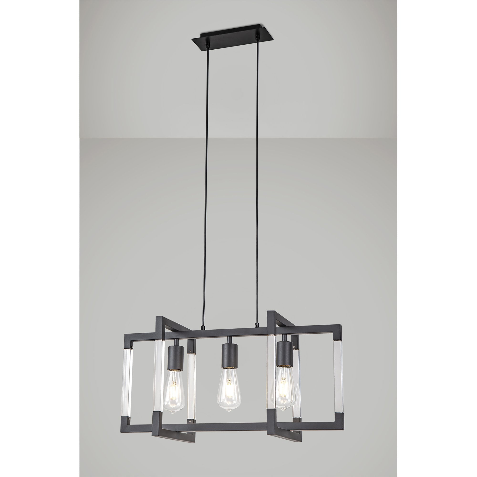 IL32852 Canto Rectangular Pendant 3 Light E27 Graphite/Acrylic
