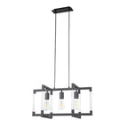 IL32852 Canto Rectangular Pendant 3 Light E27 Graphite/Acrylic