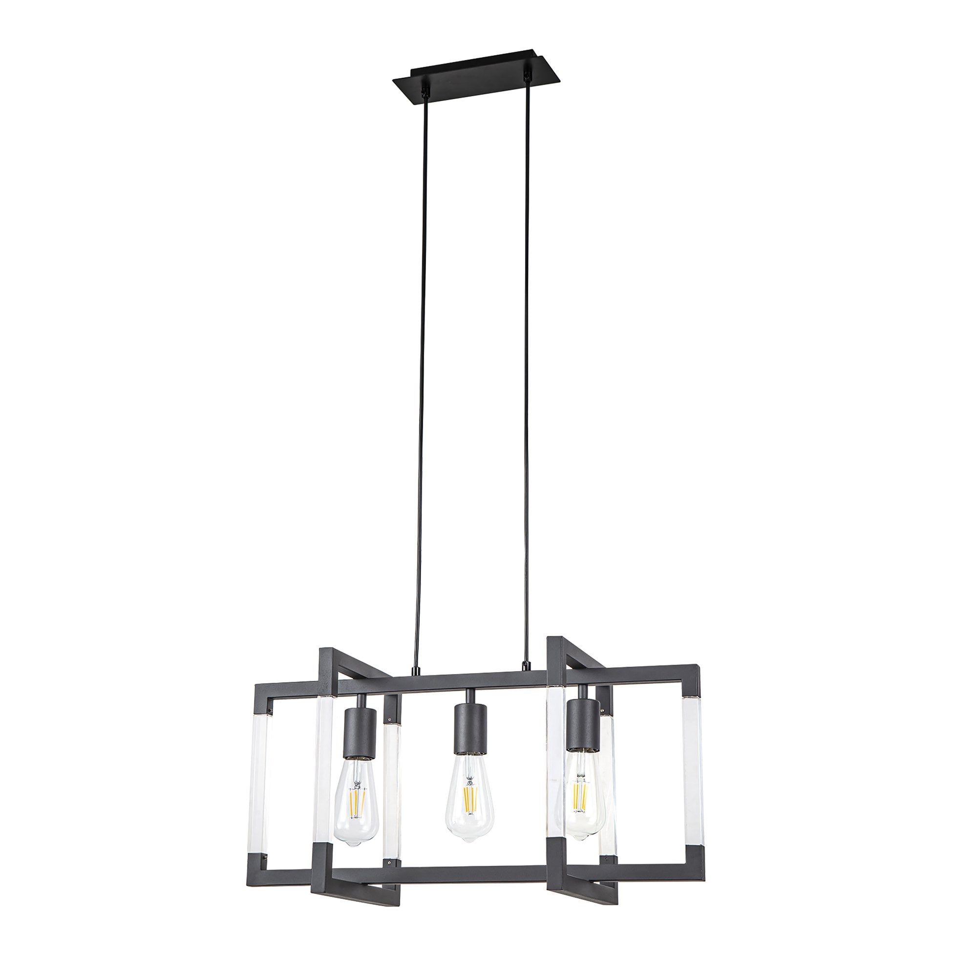 IL32852 Canto Rectangular Pendant 3 Light E27 Graphite/Acrylic