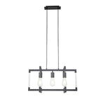 IL32852 Canto Rectangular Pendant 3 Light E27 Graphite/Acrylic