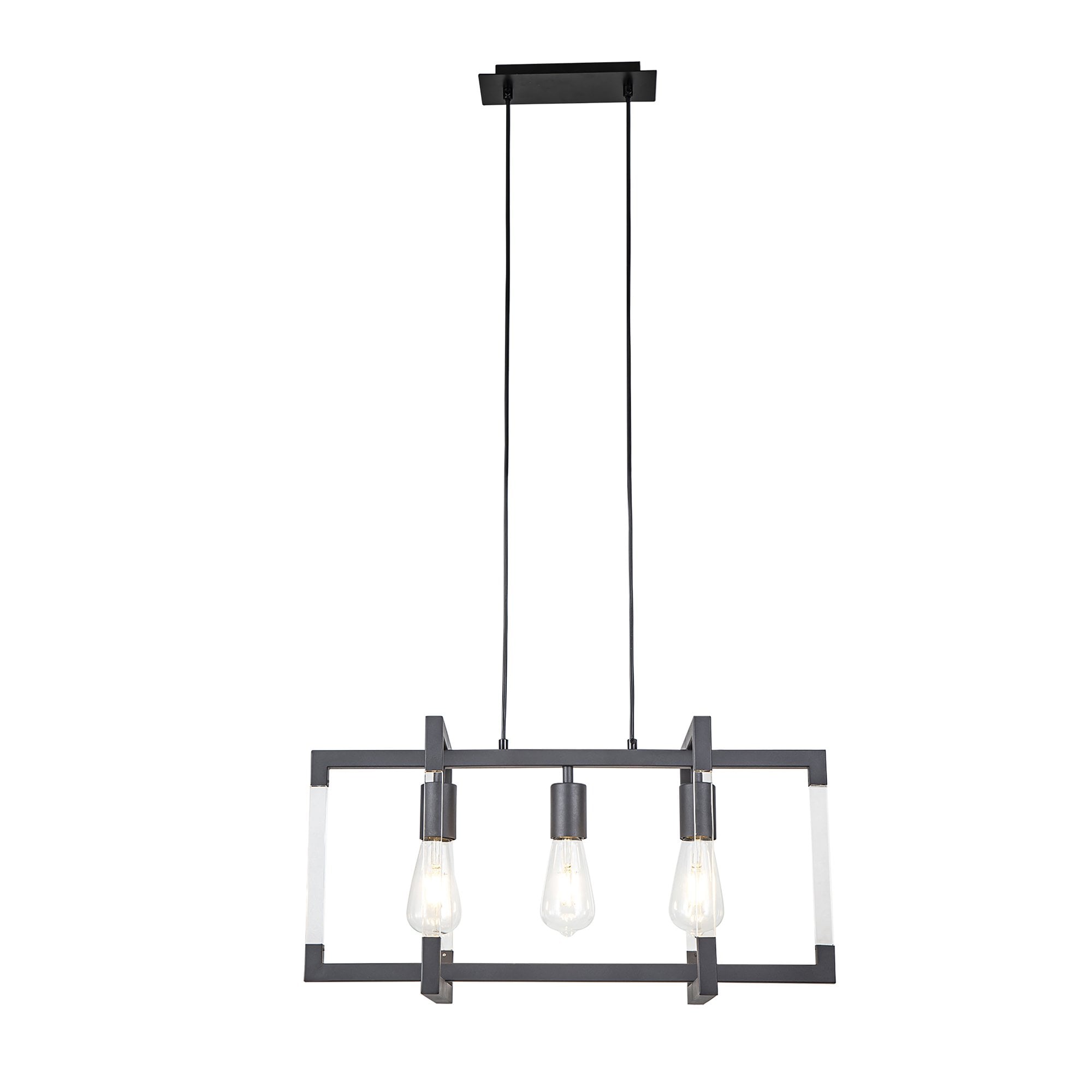 IL32852 Canto Rectangular Pendant 3 Light E27 Graphite/Acrylic