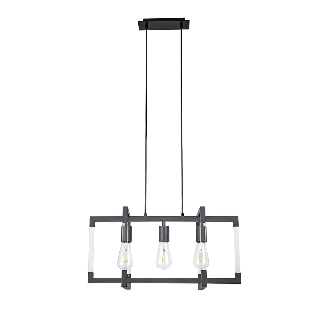 IL32852 Canto Rectangular Pendant 3 Light E27 Graphite/Acrylic