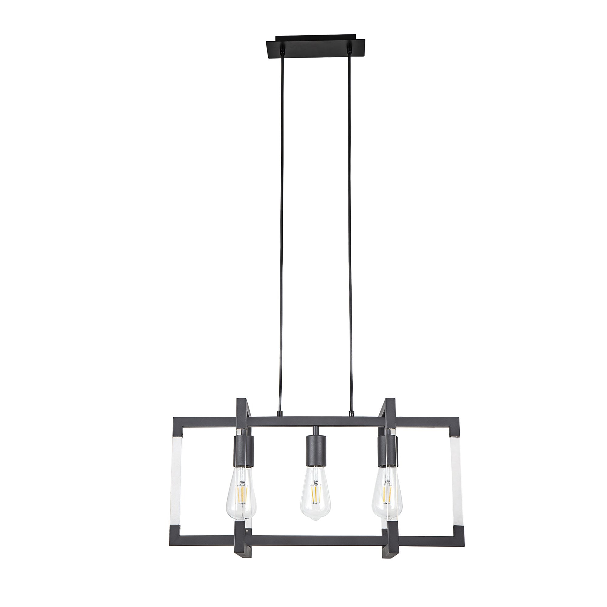 IL32852 Canto Rectangular Pendant 3 Light E27 Graphite/Acrylic