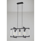 IL32852 Canto Rectangular Pendant 3 Light E27 Graphite/Acrylic