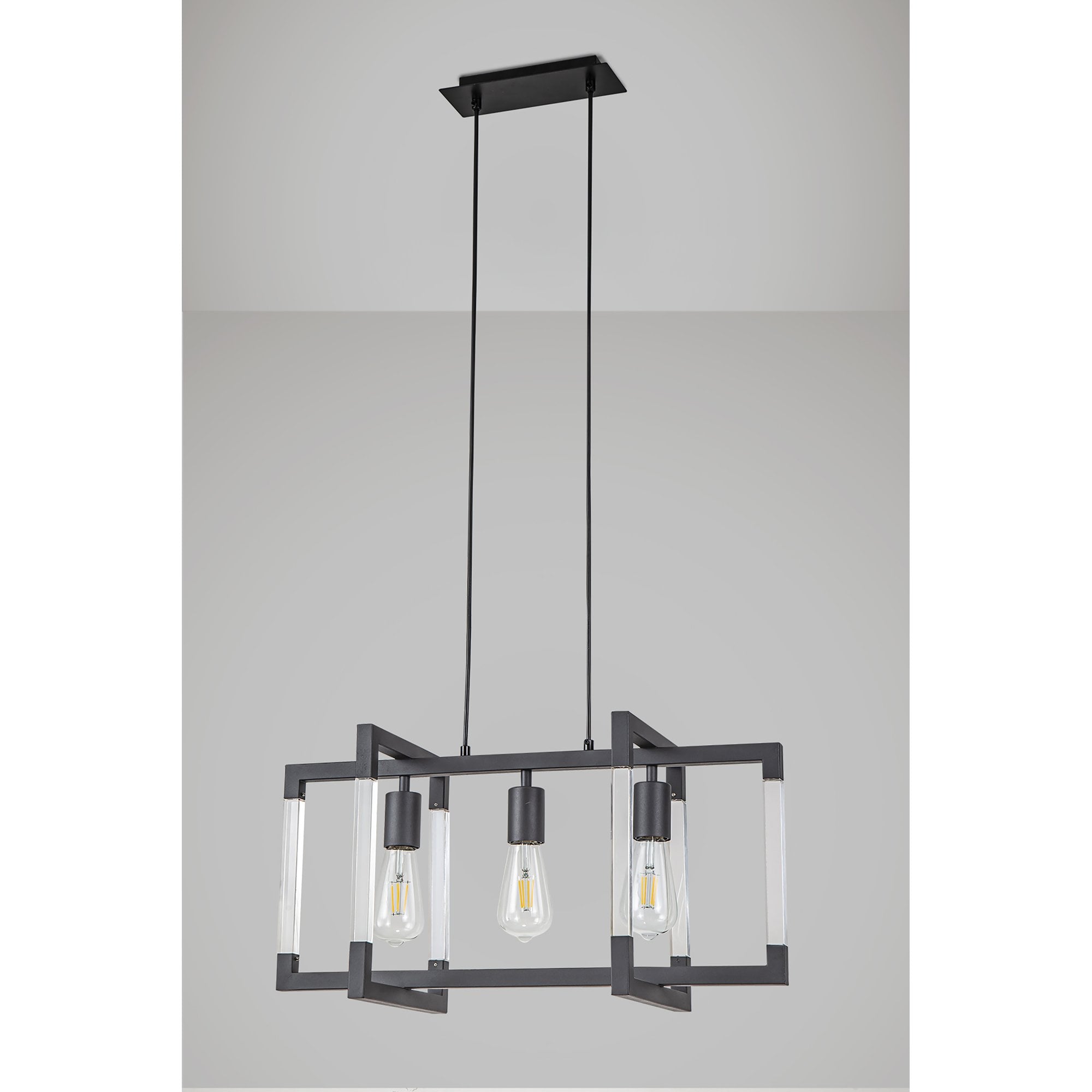 IL32852 Canto Rectangular Pendant 3 Light E27 Graphite/Acrylic