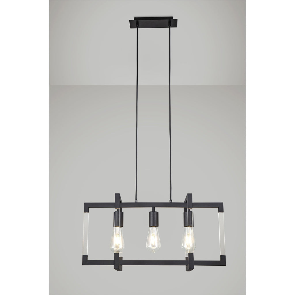 IL32852 Canto Rectangular Pendant 3 Light E27 Graphite/Acrylic