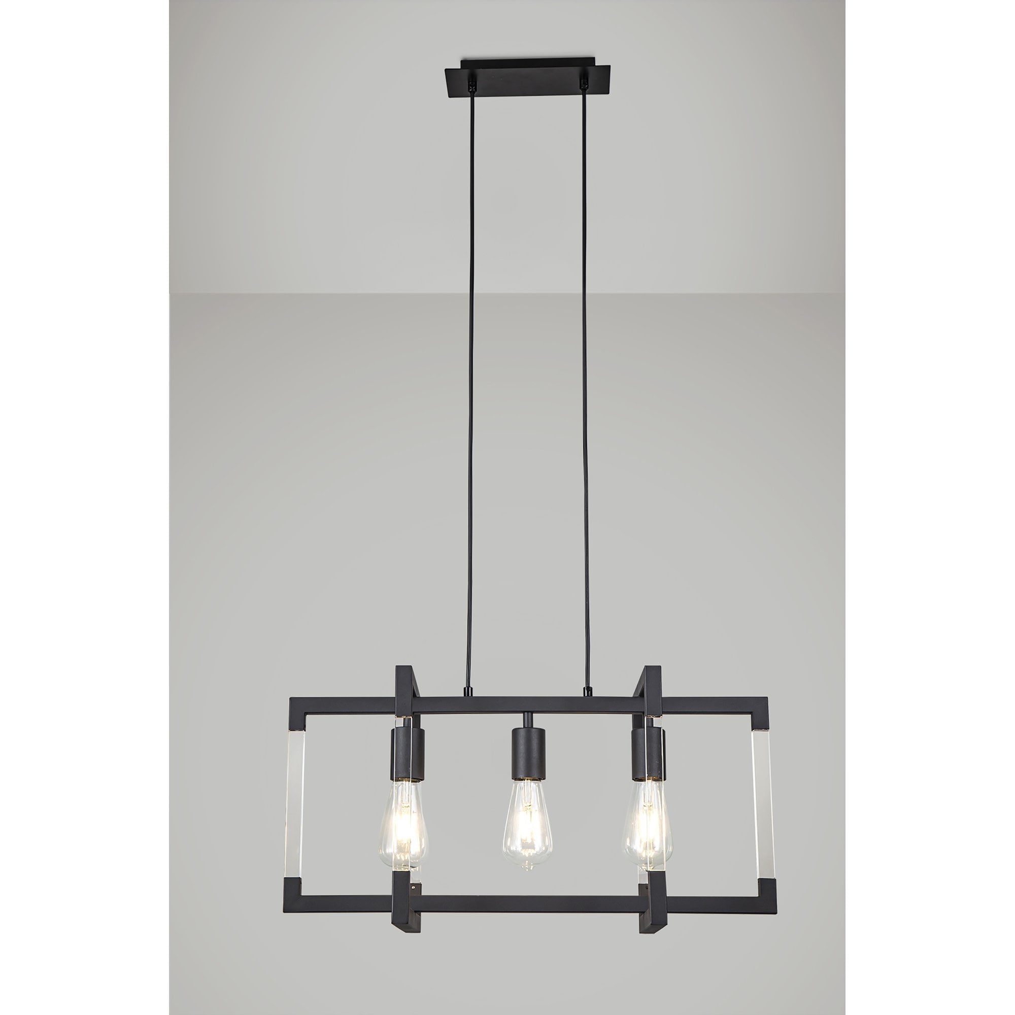 IL32852 Canto Rectangular Pendant 3 Light E27 Graphite/Acrylic