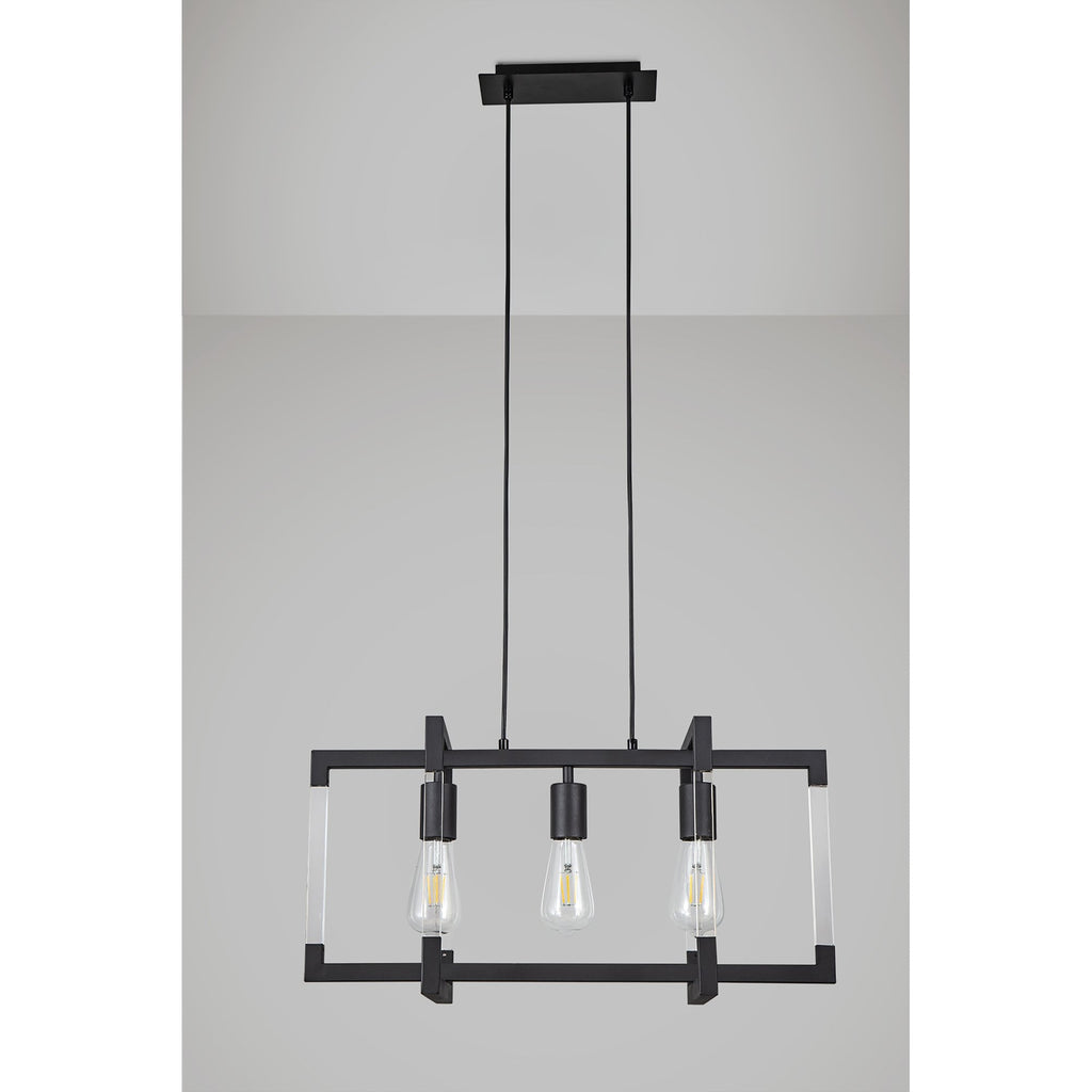 IL32852 Canto Rectangular Pendant 3 Light E27 Graphite/Acrylic