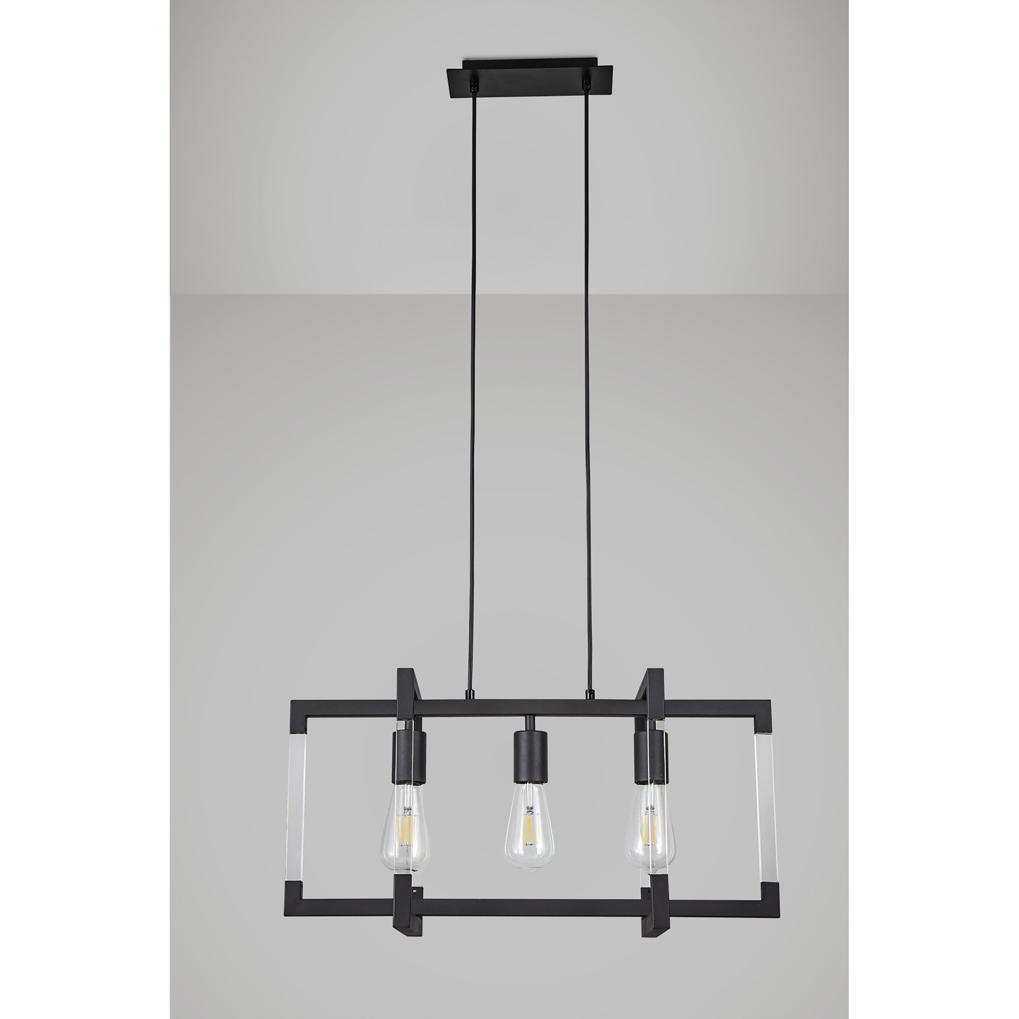 IL32852 Canto Rectangular Pendant 3 Light E27 Graphite/Acrylic