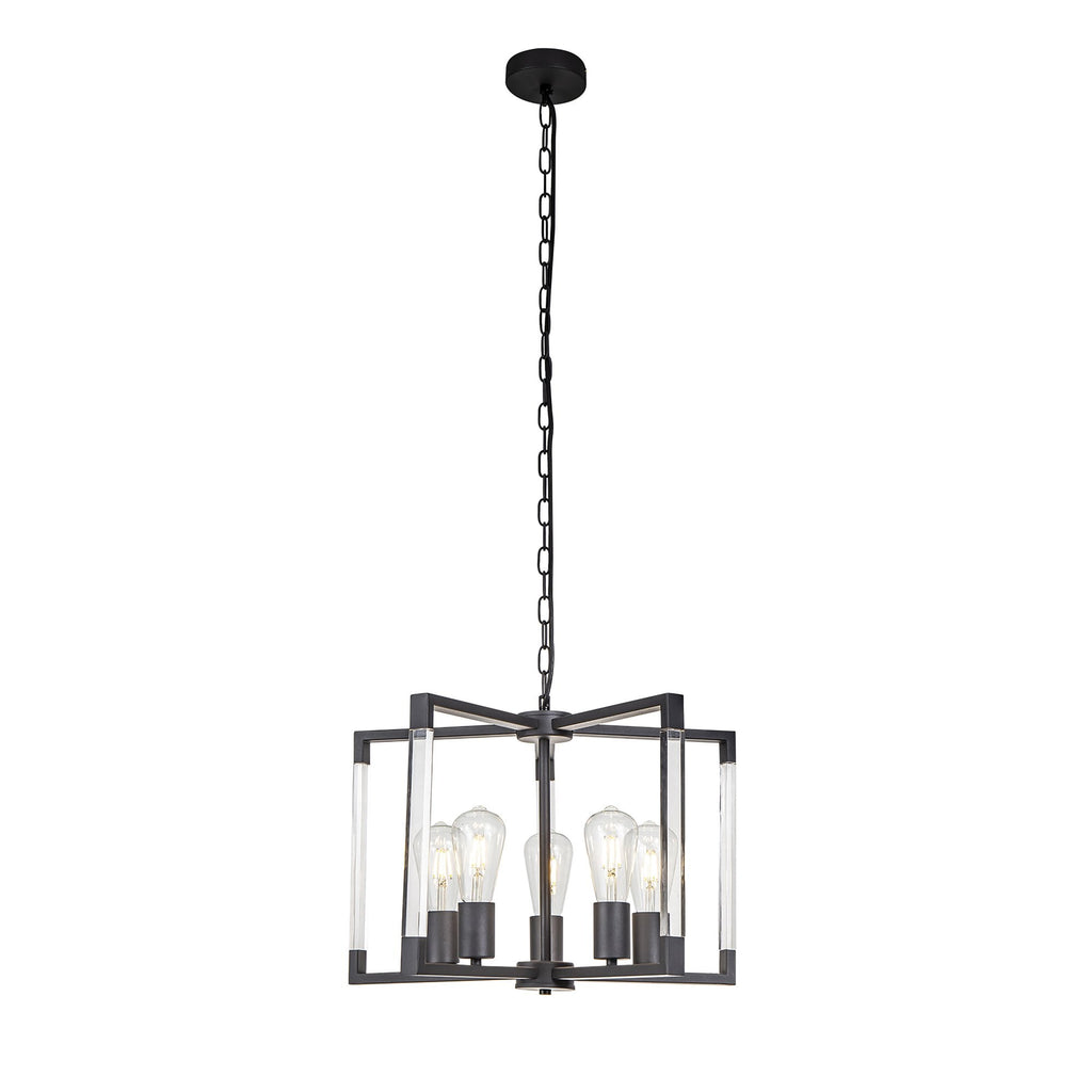 IL32854 Canto Pendant 5 Light E27 Graphite/Acrylic