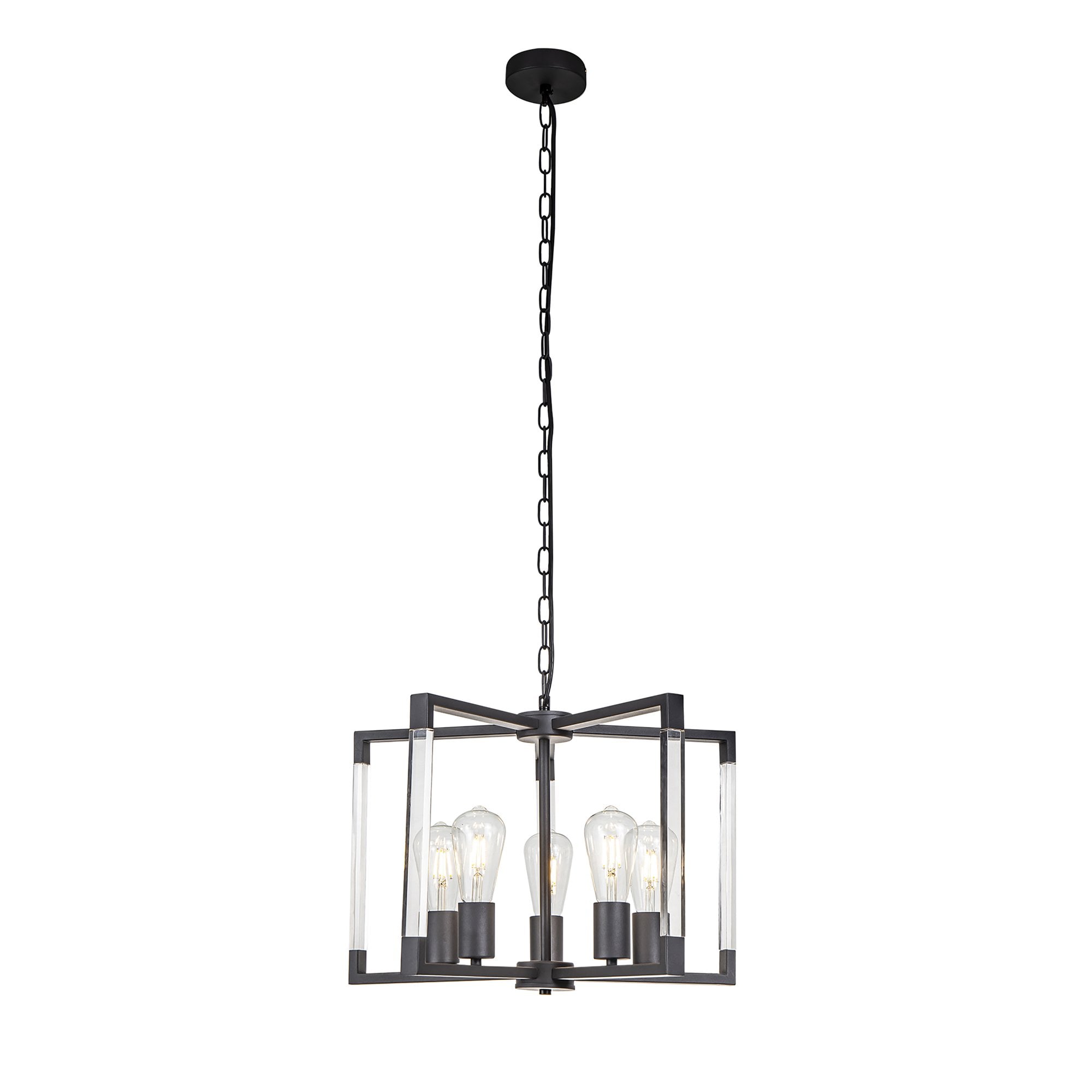IL32854 Canto Pendant 5 Light E27 Graphite/Acrylic