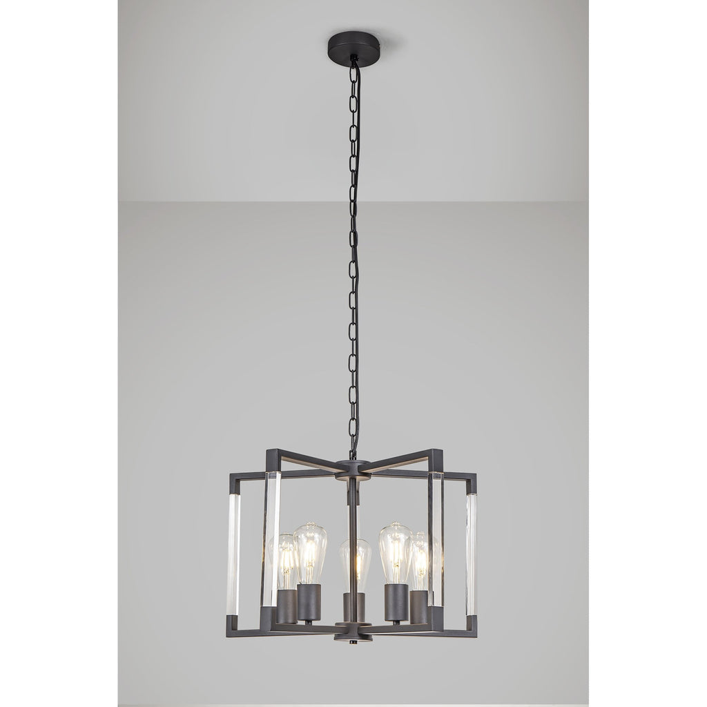 IL32854 Canto Pendant 5 Light E27 Graphite/Acrylic