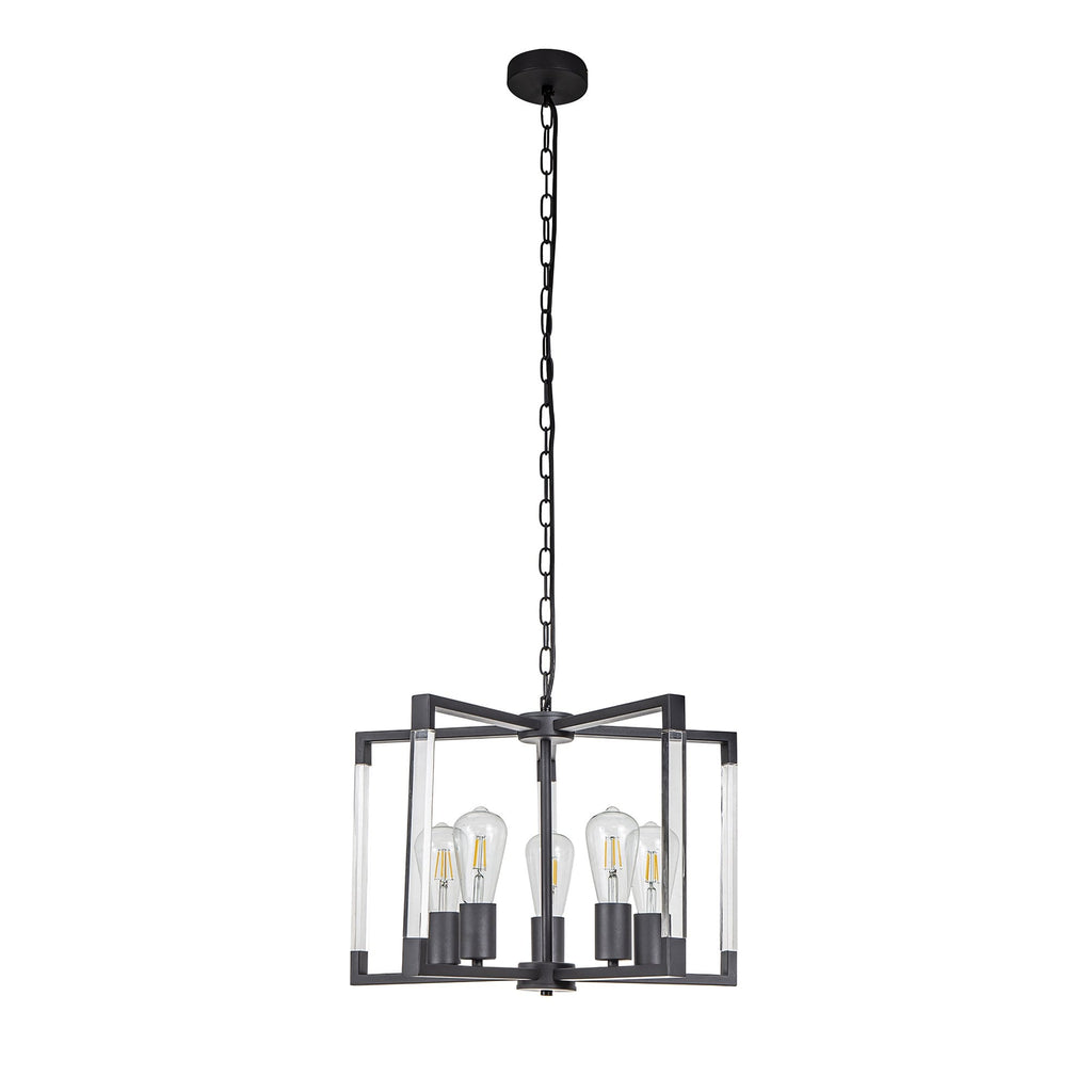 IL32854 Canto Pendant 5 Light E27 Graphite/Acrylic