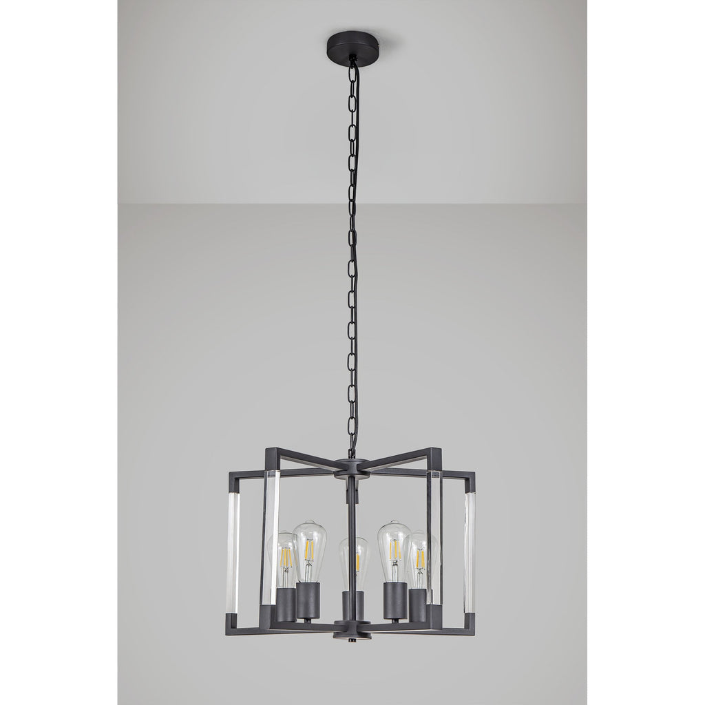 IL32854 Canto Pendant 5 Light E27 Graphite/Acrylic
