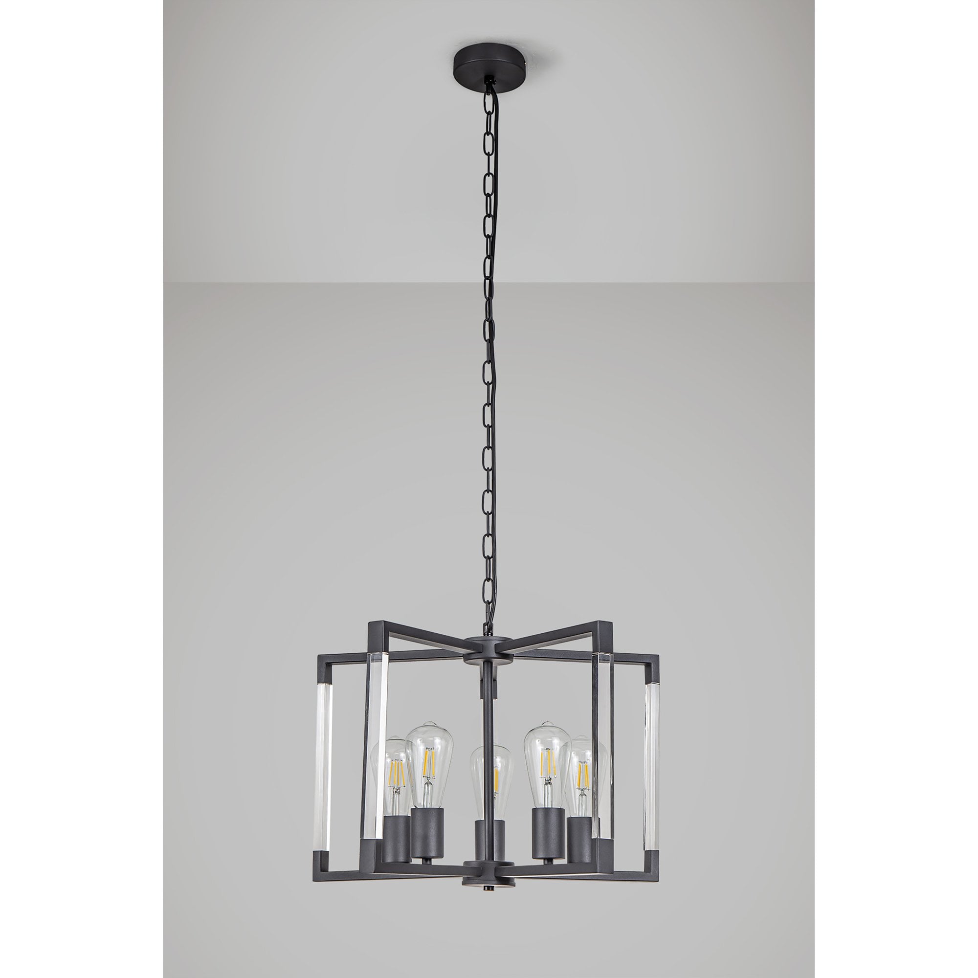 IL32854 Canto Pendant 5 Light E27 Graphite/Acrylic