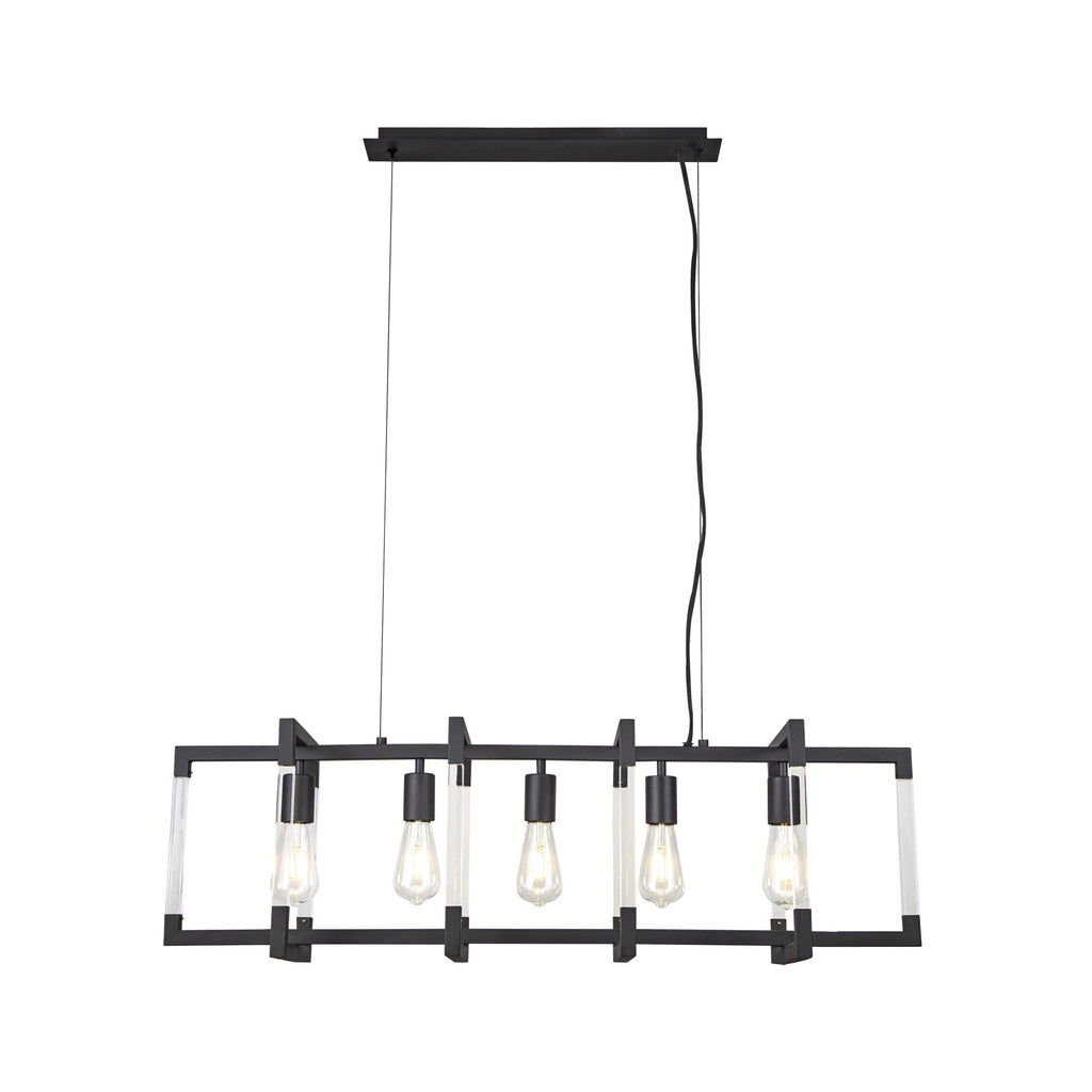 IL32853 Canto Rectangular Pendant 5 Light E27 Graphite/Acrylic