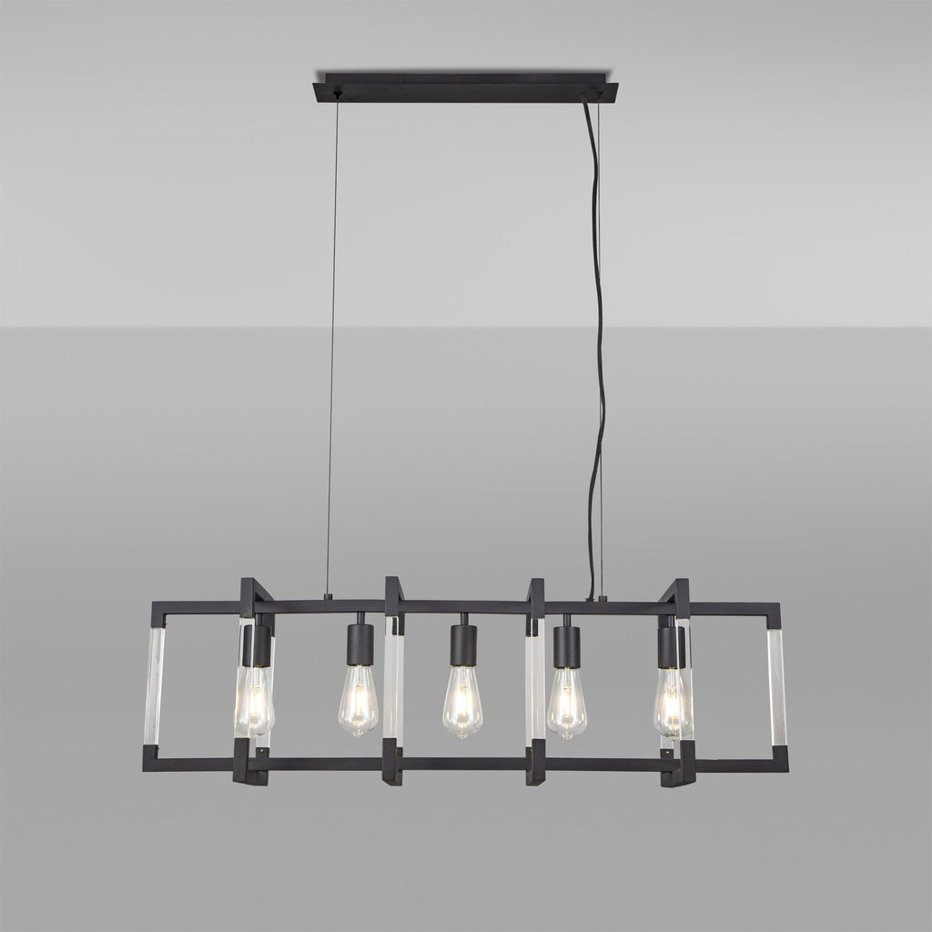 IL32853 Canto Rectangular Pendant 5 Light E27 Graphite/Acrylic