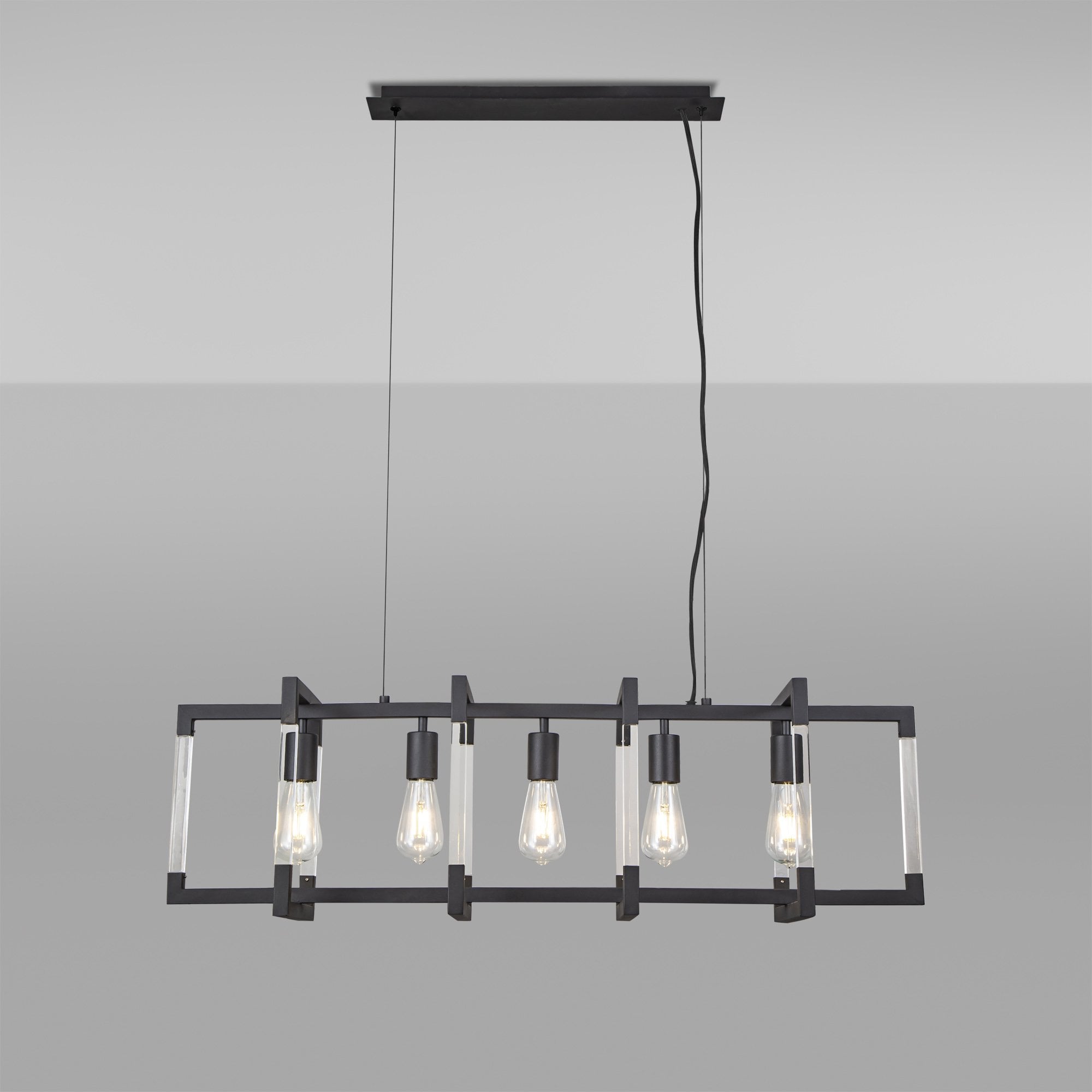 IL32853 Canto Rectangular Pendant 5 Light E27 Graphite/Acrylic