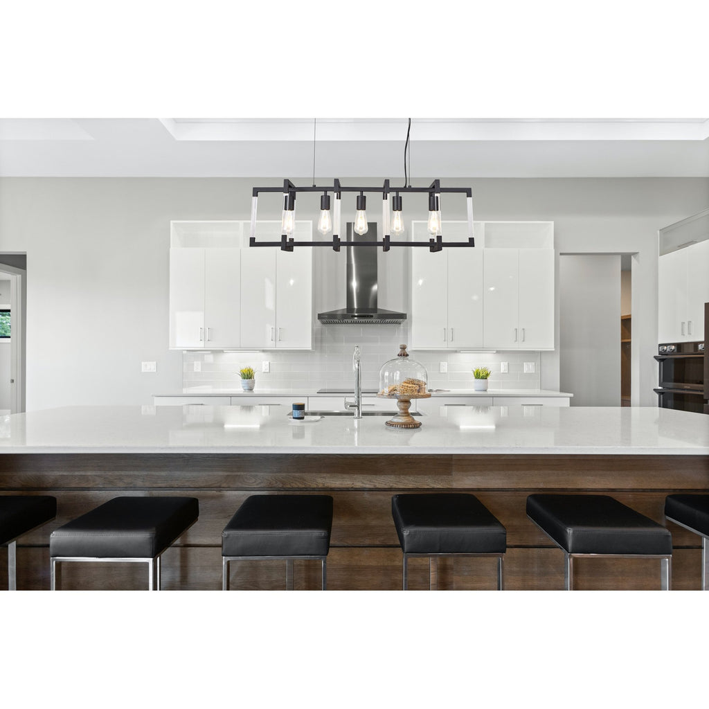 IL32853 Canto Rectangular Pendant 5 Light E27 Graphite/Acrylic